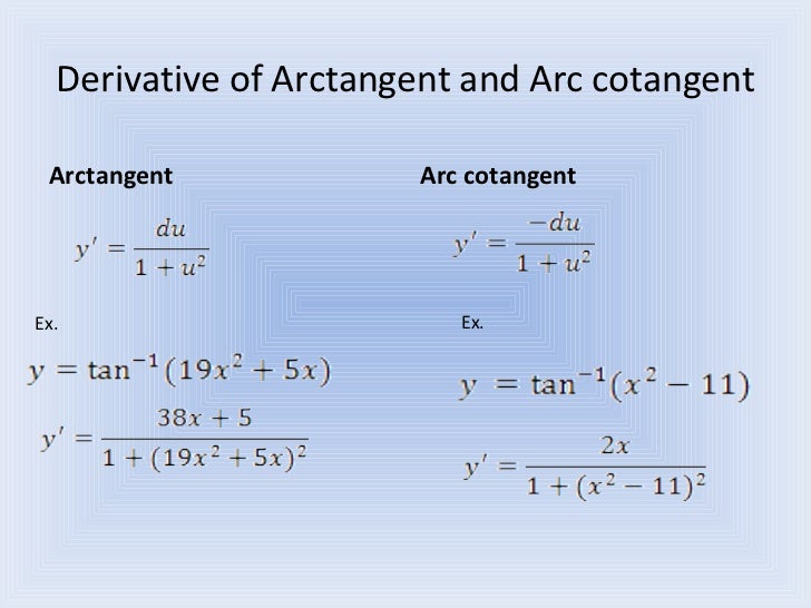 Derivatives Of Inverse Trig Functions