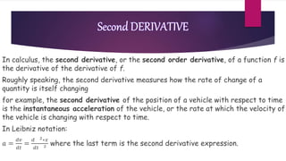 Second Derivative Time. Examples Derivatives and it’s simple applications | PPTX