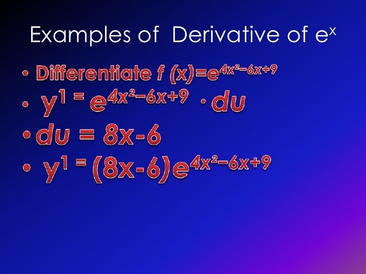 Derivatives Of Exponential Functions