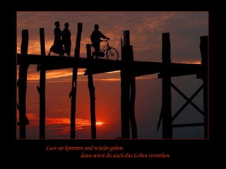 Lass sie kommen und wieder gehen 
dann wirst du auch das Leben verstehen 
 