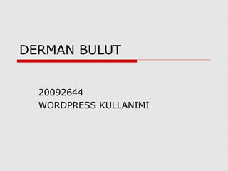 DERMAN BULUT
20092644
WORDPRESS KULLANIMI
 