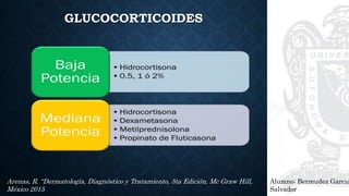 GLUCOCORTICOIDES
Alumno: Bermudez Garcia
Salvador
Arenas, R. “Dermatología, Diagnóstico y Tratamiento, 5ta Edición, Mc Graw Hill,
México 2015
 