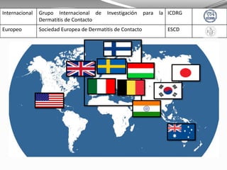 Internacional Grupo Internacional de Investigación para la
Dermatitis de Contacto
ICDRG
Europeo Sociedad Europea de Dermatitis de Contacto ESCD
 