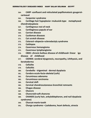 Dermatology diseases Index Skin conditions index Skin conditions list | PDF