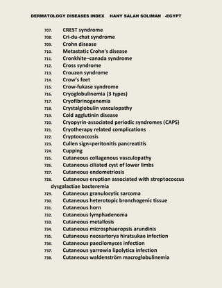 Dermatology diseases Index Skin conditions index Skin conditions list | PDF
