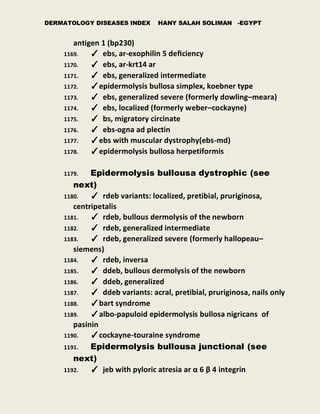 Dermatology diseases Index Skin conditions index Skin conditions list | PDF