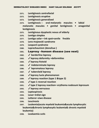 Dermatology diseases Index Skin conditions index Skin conditions list | PDF