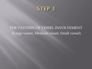 THE PATTERN OF VESSEL INVOLVEMENT
(Large vessel, Medium vessel, Small vessel)
 