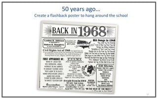 12
50 years ago…
Create a flashback poster to hang around the school
 