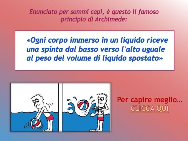 Principio Di Archimede Spiegato Ai Bambini Pincipio di Archimede