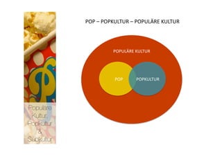 POP – POPKULTUR – POPULÄRE KULTUR 




                        POPULÄRE KULTUR 




                           POP    POPKULTUR 




Populäre
 Kultur,
Popkultur
   &
Subkultur
 
