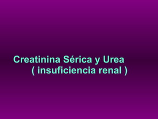 Creatinina Sérica y Urea  ( insuficiencia renal )  