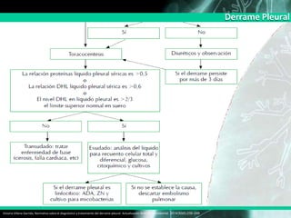 Derrame Pleural
Victoria Villena Garrido, Normativa sobre el diagnóstico y tratamiento del derrame pleural. Actualización Arch Bronconeumol. 2014;50(6):235–249
 