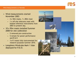 Wind Measurements at Havsnäs



• Wind measurements started
  November 2003
     – 4 x 50m masts, 1 x 80m mast
     – 1 x ...