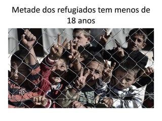Metade dos refugiados tem menos de
18 anos
 