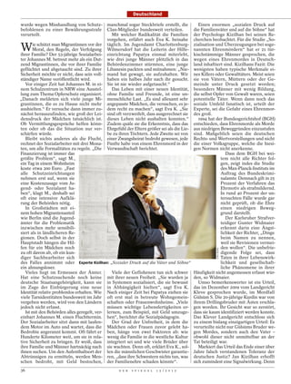 Deutschland

wurde wegen Misshandlung von Schutz-       manchmal sogar Steckbriefe erstellt, die     Einen enormen „sozialen Druck auf
befohlenen zu einer Bewährungsstrafe       Clan-Mitglieder bundesweit verteilen.     die Familienväter und auf die Söhne“ hat
verurteilt.                                   Mit welcher Radikalität die Familien   der Psychologe Kizilhan bei seinen Re-
                                           vorgehen, erfährt auch Eva K. beinahe     cherchen beobachtet. Für die Studie „So-

W      ie schützt man Migrantinnen vor der
       Moral, den Regeln, der Verfolgung
ihrer Familie? Der 53-jährige Sozialarbei-
                                           täglich. Im Jugendamt Charlottenburg-
                                           Wilmersdorf hat die Leiterin der Hilfe-
                                           einrichtung Papatya einmal miterlebt,
                                                                                     zialisation und Überzeugungen bei soge-
                                                                                     nannten Ehrenmördern“ hat er 21 tür-
                                                                                     kischstämmige Männer gesprochen, die
ter Johannes M. betreut mehr als ein Dut-  wie drei junge Männer plötzlich in das    wegen eines Ehrenmordes in Deutsch-
zend Migrantinnen, die vor ihrer Familie   Behördenzimmer stürmten, eine junge       land inhaftiert sind. Kizilhans Fazit: Die
geflüchtet und abgetaucht sind. Zu ihrer   Libanesin packten und mitnahmen: „Nie-    wenigsten haben typische Merkmale ei-
Sicherheit möchte er nicht, dass sein voll-mand hat gewagt, sie aufzuhalten. Wir     nes Killers oder Gewalttäters. Meist seien
ständiger Name veröffentlicht wird.        haben ein halbes Jahr nach ihr gesucht.   sie von Vätern, Müttern oder der Ge-
   Vor einiger Zeit hat Johannes M. in ei- Sie ist nie wieder aufgetaucht.“          meinde unter Druck gesetzt worden;
nem Schulzentrum in NRW eine Ausstel-         Das Leben mit einer neuen Identität,   besonders Männer mit wenig Bildung,
lung zum Thema Opferschutz organisiert.    ohne Familie und Freunde, ist eine un-    die selbst Opfer von Gewalt waren, seien
„Danach meldeten sich viele junge Mi-      menschliche Last. „Es sind allesamt sehr  potentielle Täter. Wenn dann noch das
grantinnen, die es zu Hause nicht mehr     angepasste Mädchen, die versuchen, es je- soziale Umfeld fanatisch ist, urteilt der
aushielten.“ Er versuche dann immer zu-    dem recht zu machen“, sagt Eva K. „Sie    Experte, sei die Gefahr eines Ehrenmor-
nächst herauszufinden, wie groß der Lei-                                             des groß.
                                           sind oft verzweifelt, dass ausgerechnet sie
densdruck der Mädchen tatsächlich ist.     dieses Leben nicht aushalten konnten.“       1994 hat der Bundesgerichtshof (BGH)
Ob Vermittlungsgespräche helfen könn-      Zudem quäle sie die Erkenntnis, dass das  entschieden, dass Ehrenmorde als Morde
ten oder ob das die Situation nur ver-                                               aus niedrigen Beweggründen einzustufen
                                           Ehrgefühl der Eltern größer sei als die Lie-
schärfen würde.                            be zu ihren Töchtern. Jede Zweite sei von sind. Maßgeblich seien die deutschen
   Bleibt nichts anderes als die Flucht,   einer Zwangsheirat bedroht gewesen, jede  Rechts- und Wertvorstellungen und nicht
rechnet der Sozialarbeiter mit drei Mona-  Fünfte habe von einem Ehrenmord in der    die einer Volksgruppe, welche die hiesi-
ten, um alle Formalitäten zu regeln. „Die  Verwandtschaft berichtet.                 gen Normen nicht anerkenne.
Finanzierung ist immer das                                                                            Dass dem BGH bei wei-
größte Problem“, sagt M.,                                                                          tem nicht alle Richter fol-
ein Tag in einem Wohnheim                                                                          gen, zeigt indes die Studie
koste etwa 200 Euro. „Fast                                                                         des Max-Planck-Instituts im
alle Schutzeinrichtungen                                                                           Auftrag des Bundeskrimi-
nehmen erst auf, wenn sie                                                                          nalamts: Demnach gilt in 25
eine Kostenzusage vom Ju-                                                                          Prozent der Verfahren das
gend- oder Sozialamt ha-                                                                           Ehrmotiv als strafmildernd.
ben“, klagt M., deshalb sei                                                                        In rund 40 Prozent der un-
oft eine intensive Aufklä-                                                                         tersuchten Fälle wurde gar
rung der Behörden nötig.                                                                           nicht geprüft, ob die Ehre
   In Großstädten mit ei-                                                                          einen niedrigen Beweg-
nem hohen Migrantenanteil                                                                          grund darstellt.
wie Berlin sind die Jugend-                                                                           Der Karlsruher Strafver-
ämter für die Problematik                                                                          teidiger Gunter Widmaier
inzwischen mehr sensibili-                                                                         erkennt darin eine Ängst-
siert als in ländlicheren Re-                                                                      lichkeit der Richter, „Dinge
gionen. Doch selbst in der                                                                         beim Namen zu nennen,
Hauptstadt hängen die Hil-                                                                         weil sie Revisionen vermei-
fen für ein Mädchen noch                                                                           den wollen“. Die unbefrie-
                                                                                                 CIRA MORO




zu oft davon ab, ob ein kun-                                                                       digende Folge sei, dass
diger Sachbearbeiter sich                                                                          Taten in ihrer Lebenswirk-
des Falles annimmt oder Experte Kizilhan: „Sozialer Druck auf die Väter und Söhne“                 lichkeit und gesellschaft-
ein ahnungsloser.                                                                                  liche Phänomene in ihrer
   Vieles liegt im Ermessen der Ämter.          Viele der Geflohenen tun sich schwer Häufigkeit nicht angemessen erfasst wür-
Hat eine Schutzsuchende noch keine mit ihrer neuen Freiheit. „Sie wurden ja den, so Widmaier.
deutsche Staatsangehörigkeit, kann sie in Systemen sozialisiert, die sie bewusst        Umso bemerkenswerter ist ein Urteil,
im Zuge der Einbürgerung eine neue in Abhängigkeit hielten“, sagt Eva K. das im Dezember 2009 vom Landgericht
Identität relativ problemlos erhalten. Wie Nach einiger Zeit bei Papatya ziehen sie Kleve gesprochen wurde, im Mordfall
viele Tarnidentitäten bundesweit im Jahr oft erst mal in betreute Wohngemein- Gülsüm S. Die 20-jährige Kurdin war von
vergeben werden, wird von den Ländern schaften oder Frauenwohnheime. „Viele ihrem Drillingsbruder mit Ästen erschla-
jedoch nicht erfasst.                        müssen wichtige Lebensfertigkeiten er- gen worden. Ihr Gesicht war so zerstört,
   Ist mit den Behörden alles geregelt, ver- lernen, zum Beispiel, mit Geld umzuge- dass sie kaum identifiziert werden konnte.
einbart Johannes M. einen Fluchttermin. hen“, berichtet die Sozialpädagogin.         Das Klever Landgericht entschloss sich
Der Sozialarbeiter sitzt dann mit laufen-       Der Grad der Unfreiheit, in dem die zu einem bislang einzigartigen Urteil: Es
dem Motor im Auto und wartet, dass die Mädchen oder Frauen zuvor gelebt ha- verurteilte nicht nur Gülsüms Bruder we-
Bedrohte angerannt kommt. Oft fährt er ben, hänge von zwei Faktoren ab: wie gen Mordes, sondern auch den Vater –
Hunderte Kilometer weit, um sie in rela- wenig die Familie in die westliche Kultur obwohl dieser nicht unmittelbar an der
tive Sicherheit zu bringen. Er weiß, dass integriert sei und wie viele Brüder über Tat beteiligt war.
ihre Familie und Männer hartnäckig nach sie wachten. Denn oft, erklärt Eva K., sol-     Markiert das Urteil das Ende einer über
ihnen suchen. Um den Aufenthaltsort der len die männlichen Geschwister garantie- Jahre falsch verstandenen Toleranz der
Abtrünnigen zu ermitteln, werden Men- ren, „dass ihre Schwestern nichts tun, was deutschen Justiz? Jan Kizilhan erhofft
schen bedroht, mit Geld bestochen, der Familienehre schaden könnte“.                 sich zumindest eine Signalwirkung. Denn
36                                               D E R   S P I E G E L   1 5 / 2 0 1 2
 