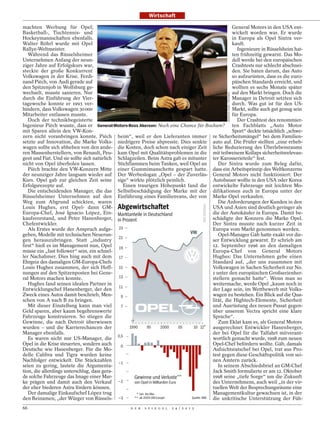 Wirtschaft

machten Werbung für Opel;                                                                                   General Motors in den USA ent-
Basketball-, Tischtennis- und                                                                               wickelt worden war. Er wurde
Hockeymannschaften ebenfalls.                                                                               in Europa als Opel Sintra ver-
Walter Röhrl wurde mit Opel                                                                                 kauft.
Rallye-Weltmeister.                                                                                           Ingenieure in Rüsselsheim hat-
   Während das Rüsselsheimer                                                                                ten frühzeitig gewarnt. Das Mo-
Unternehmen Anfang der neun-                                                                                dell werde bei den europäischen
ziger Jahre auf Erfolgskurs war,                                                                            Crashtests nur schlecht abschnei-
steckte der große Konkurrent                                                                                den. Sie baten darum, das Auto
Volkswagen in der Krise. Ferdi-                                                                             so aufzurüsten, dass es die euro-
nand Piëch, von Audi gerade auf                                                                             päischen Standards erreicht, und
den Spitzenjob in Wolfsburg ge-                                                                             wollten es sechs Monate später
wechselt, musste sanieren. Nur                                                                              auf den Markt bringen. Doch die




                                                                                                       REBECCA COOK / REUTERS
durch die Einführung der Vier-                                                                              Manager in Detroit setzten sich
tagewoche konnte er 1993 ver-                                                                               durch. Was gut ist für den US-
hindern, dass Volkswagen 30 000                                                                             Markt, sollte auch gut genug sein
Mitarbeiter entlassen musste.                                                                               für Europa.
   Doch der technikbegeisterte                                                                                Der Crashtest des renommier-
Ingenieur Piëch wusste, dass er General-Motors-Boss Akerson: Noch eine Chance für Bochum? ten Fachblatts „Auto Motor
mit Sparen allein den VW-Kon-                                                                               Sport“ deckte tatsächlich „schwe-
zern nicht voranbringen konnte. Piëch heim“, weil er den Lieferanten immer re Sicherheitsmängel“ bei dem Familien-
setzte auf Innovation, die Marke Volks- niedrigere Preise abpresste. Dies senkte auto auf. Die Prüfer stellten „eine erheb-
wagen sollte sich abheben von den ande- die Kosten, doch schon nach einiger Zeit liche Reduzierung des Überlebensraums
ren Massenherstellern, von Renault, Peu- kam Opel mit Qualitätsproblemen in die mit teilweisem Kollaps sicherheitsrelevan-
geot und Fiat. Und sie sollte sich natürlich Schlagzeilen. Beim Astra gab es mitunter ter Karosserieteile“ fest.
nicht von Opel überholen lassen.             Stichflammen beim Tanken, weil Opel an                  Der Sintra wurde zum Beleg dafür,
   Piëch brachte den VW-Konzern Mitte einer Gummimanschette gespart hatte. dass ein Arbeitsprinzip des Weltkonzerns
der neunziger Jahre langsam wieder auf Der Werbeslogan „Opel – der Zuverläs- General Motors nicht funktioniert: Der
Kurs. Opel gab zur gleichen Zeit seine sige“ wirkte plötzlich peinlich.                           Autobauer wollte in den USA oder Korea
Erfolgsrezepte auf.                             Einen traurigen Höhepunkt fand die entwickelte Fahrzeuge mit leichten Mo-
   Die entscheidenden Manager, die das Selbstbeschädigung der Marke mit der difikationen auch in Europa unter der
Rüsselsheimer Unternehmen auf den Einführung eines Familienvans, der von Marke Opel verkaufen.
Weg zum Abgrund schickten, waren                                                                     Die Anforderungen der Kunden in den
Louis Hughes, erst Opel- dann GM- Abgewirtschaftet                                                USA und Asien sind deutlich geringer als
Europa-Chef, José Ignacio López, Ein- Marktanteile in Deutschland                                 die der Autokäufer in Europa. Damit be-
kaufsvorstand, und Peter Hanenberger, in Prozent                                                  schädigte der Konzern die Marke Opel.
Chefentwickler.                                                                                   Der Sintra musste nach kurzer Zeit in
   Als Erstes wurde der Anspruch aufge- 23                                                        Europa vom Markt genommen werden.
geben, Modelle mit technischen Neuerun-                                              VW              Opel-Manager Gäb hatte exakt vor die-
                                             21
gen herauszubringen. Statt „industry                                                              ser Entwicklung gewarnt. Er schrieb am
first“ hieß es im Management nun, Opel 19                                                         12. September 1996 an den damaligen
müsse ein „fast follower“ sein, ein schnel-                                                       Europa-Chef von General Motors
ler Nachahmer. Dies hing auch mit dem 17                                                          Hughes: Das Unternehmen gebe einen
Ehrgeiz des damaligen GM-Europa-Chefs                                                             Standard auf, „der uns zusammen mit
Louis Hughes zusammen, der sich Hoff- 15                                                          Volkswagen in Sachen Sicherheit zur No.
nungen auf den Spitzenposten bei Gene-                                                            1 unter den europäischen Großserienher-
ral Motors machen konnte.                    13                                                   stellern gemacht hatte“. Wenn man so
   Hughes fand seinen idealen Partner in                                                          weitermache, werde Opel „kaum noch in
Entwicklungschef Hanenberger, der den 11                                                          der Lage sein, im Wettbewerb mit Volks-
Zweck eines Autos damit beschrieb, Men-        9                                                  wagen zu bestehen. Ein Blick auf die Qua-
schen von A nach B zu bringen.                                                                    lität, die Hightech-Elemente, Sicherheit
   Mit dieser Einstellung kann man viel        7                                                  und Ausrüstung des neuen Passat gegen-
Geld sparen, aber kaum begehrenswerte                                                             über unserem Vectra spricht eine klare
Fahrzeuge konstruieren. So stiegen die                                                            Sprache“.
Gewinne, die nach Detroit überwiesen                                                                 Zum Eklat kam es, als General Motors
wurden – und die Karrierechancen der               1990        95       2000      05   10 12*     ausgerechnet Entwickler Hanenberger,
Manager ebenfalls.                                                                                der bei Opel für die Talfahrt mitverant-
                                             0,5
   Es waren nicht nur US-Manager, die                                                             wortlich gemacht wurde, 1998 zum neuen
Opel in die Krise steuerten, sondern auch      0                                                  Opel-Chef befördern wollte. Gäb, damals
Deutsche wie Hanenberger. Für die Mo-                                                             Aufsichtsratschef bei Opel, trat aus Pro-
delle Calibra und Tigra wurden keine                                                              test gegen diese Geschäftspolitik von sei-
Nachfolger entwickelt. Die Stückzahlen                                                            nen Ämtern zurück.
                                             –1
seien zu gering, lautete die Argumenta-                                                              In seinem Abschiedsbrief an GM-Chef
tion, die allerdings unterschlug, dass gera-                                                      Jack Smith formulierte er am 12. Oktober
de solche Fahrzeuge das Image einer Mar-              Gewinne und Verluste**                      1998 seine „tiefe Sorge“ um die Zukunft
ke prägen und damit auch den Verkauf –2               von Opel in Milliarden Euro                 des Unternehmens, auch weil „in der vir-
der eher biederen Astra fördern können.                                                           tuellen Welt der Besprechungsräume eine
   Der damalige Einkaufschef López trug                * Jan. bis Mai                             Managementkultur gewachsen ist, in der
den Beinamen, „der Würger von Rüssels- –3             ** ab 2004 GM Europe            Quelle: KBA die unkritische Unterstützung der Füh-
66                                                    D E R   S P I E G E L   2 4 / 2 0 1 2
 