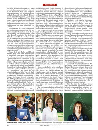 Deutschland

                            sätzliche Schwerpunkte gesetzt: Klau-                                                     von Schulforschern: Es geht ungerecht zu Bundesländern gibt es mittlerweile ein
                            suren im Freistaat, mündliche Mitarbeit                                                   beim Abi. Während sich in manchen Bun- landeseigenes Zentralabitur, einzige Aus-
                            in der Hansestadt. Dort klare Vorgaben                                                    desländern Schüler durch die Oberstufe nahme ist Rheinland-Pfalz (siehe Grafik
                            vom Ministerium, hier große Freiheiten                                                    faulenzen, wird ihnen anderswo alles ab- Seite 47). Doch was 15 Kultusministern
                            im Lehrplan und zeitraubende Diskus-                                                      verlangt. Während sie hier auf gute Noten für ihr jeweiliges Bundesland recht ist, ist
                            sionen in den Schulgremien. „Die Bayern                                                   vertrauen dürfen, müssen sie dort froh ihnen für die Bundesrepublik nicht billig:
                            können besser analysieren, die Ham-                                                       sein zu bestehen. Das Abschlusszeugnis einheitliche Prüfungen.
                            burger besser präsentieren“, sagt Fensch.                                                 heißt hier wie dort gleich, aber es bedeu-    Dabei wäre es die logische Fortsetzung
                            Sie genieße die Freiheiten, andererseits                                                  tet etwas anderes. Wissenschaftliche Stu- der Reformen der vergangenen Jahre: hin
                            sei sie erstaunt über die lasche Disziplin.                                               dien haben große Differenzen aufgezeigt. zu mehr Vergleichbarkeit, mehr Stan-
                            „In Hamburg lässt man unheimlich viel                                                     So mussten Schüler in Baden-Württem- dards. Die Reformierte Oberstufe mit ih-
                            Leine.“                                                                                   berg deutlich mehr als in Hamburg für ren zahlreichen Auswahl- und Abwahl-
                               Rüdiger Horst, 39, Lehrer für Spanisch                                                 dieselbe Mathematiknote leisten.           möglichkeiten, 1972 mit großem Getöse
                            und Gemeinschaftskunde, zog vor drei                                                         Das ist auch deshalb problematisch, und großen Hoffnungen eingeführt, ist
                            Jahren von Niedersachsen nach Baden-                                                      weil es so folgenreich ist. Anders als in Geschichte.
                            Württemberg, von Stadthagen nach Karls-                                                   den USA, wo meistens nicht der High-          Zuerst nahm Baden-Württemberg un-
                            ruhe. Damals beneideten ihn Kollegen.                                                     school-Abschluss ausreicht, sondern das ter der Ägide der damaligen Kultusminis-
                            „Viele Lehrer im Norden denken, der Sü-                                                   Abschneiden in standardisierten Tests terin Schavan die Grund- und Leistungs-
                            den sei das Land, in dem Milch und Honig                                                  über das Fortkommen im Bildungssystem kurse zugunsten verpflichtender vier-
                            fließen“, sagt Horst. Doch das gelte nicht                                                entscheidet, ist das Abitur in Deutschland stündiger Kernfächer zurück. In Deutsch,
                            für alle Fächer. Seine eigenen würden im                                                  die Eintrittskarte für die Hochschule.     Mathematik und Fremdsprache seien „so-
                            Land der Tüftler und Häuslebauer eher                                                        Es enthält schließlich zwei große Ver- lide Grundkompetenzen für alle wichti-
                            geringgeschätzt, sagt Horst: „Ingenieure                                                  sprechen: eines über den Schüler, eines ger als Spezialisierungsmöglichkeiten für
                            werden gesucht, Politologen nicht so, die                                                 für den Schüler. Es bezeugt, erstens, die wenige“, sagte Schavan.
                            Verwertbarkeit der Schulfächer steht hier                                                 allgemeine Hochschulreife jedes Abitu-        Viele Bundesländer folgten. Ungeliebte
                            im Vordergrund.“                                                                          rienten, also die persönliche Vorausset- Fächer fröhlich aussortieren – das war
                               Ursula Graf, 48, Mathe- und Physik-                                                    zung, in jedem beliebigen Fach an einer einmal. Die Gymnasiasten müssen fast
                            lehrerin, ging nach ihrem Referendariat                                                   Hochschule bestehen zu können. Und ge- überall Deutsch, Mathematik und eine
                            in Bayern für vier Jahre nach Bochum                                                      währt, zweitens, dem Abiturienten das Fremdsprache bis zum Abitur belegen.
                            und kehrte 2011 zurück ans altehrwürdige                                                  Recht, jedes beliebige Fach an einer Nicht nur das: Zumeist müssen sich die
                            Gymnasium Christian-Ernestinum in Bay-                                                    Hochschule studieren zu dürfen. Doch Abiturienten in mindestens zwei dieser
                            reuth. Graf lobt die Arbeitshaltung der                                                   wenn es knapp wird bei den Studienplät- Fächer prüfen lassen. Und gelernt wird
                            Schüler in Bayern, den Fleiß, den Ernst.                                                  zen und die Unis einen Numerus clausus wieder im Klassenverband.
                            In Bochum habe sie beeindruckt, wie gut                                                   einrichten, gibt der Abi-Schnitt den Aus-     Kaum noch dürfen sich Schüler ein Abi-
                            sich die deutschen Schüler mit den vielen                                                 schlag.                                    tur basteln wie der Rheinland-Pfälzer Se-
                            Einwandererkindern auf dem Gymnasi-                                                          Umso verständlicher, wenn manche die bastian Gräber, 19, mit den Fächern So-
                            um verstanden. In den Prüfungen zeigten                                                   Unterschiede auszunutzen versuchen: zialkunde, Mathe, Englisch und Ethik.
                            sich Unterschiede: „Das Niveau der Auf-                                                   Als Florian, 18, Waldorfschüler aus Mit dem Notendurchschnitt von 1,2 ist er
                            gaben ist in Bayern höher“, urteilt Graf.                                                 Landsberg am Lech, im Sommer 2010 sei- Jahrgangsbester seines Gymnasiums in
                               Ursula Graf befürwortet eine einheit-                                                  ne Chancen schwinden sah, das bayeri- Traben-Trarbach an der Mosel. Gräber,
                            liche Prüfung: „Das hätte Signalwirkung.“                                                 sche Abi zu schaffen, kümmerte er sich Schülersprecher und Mitglied der Landes-
                            Rüdiger Horst sagt: „Ich bin ein Gegner                                                   um einen Platz in der Rudolf-Steiner- schülervertretung, findet Wahlfreiheit gut.
                            des Bildungsföderalismus; es wäre sinn-                                                   Schule in Bremen und zog für ein Jahr in „Das Engagement der Schüler ist größer,
                            voller, Bildungspolitik zu zentralisieren.“                                               eine Wohngemeinschaft im Norden. Flo- wenn man sie das lernen lässt, was sie
                            Bettina Fensch will nicht alle Fächer ver-                                                rian bestand, zwar nicht mit Glanznoten, wirklich interessiert“, sagt er.
                            einheitlichen, „aber in den Kernfächern                                                   aber doch mit einem ausreichenden             Doch der Geist der Siebziger ist out
                            Mathe, Deutsch und Englisch sollte es                                                     Ergebnis.                                  wie Schlaghosen und Batik-T-Shirts –
                            zentrale Standards geben“.                                                                   Was gegen zu große Unterschiede hilft, selbst in Norddeutschland mit seinen ver-
                               Was die drei Lehrer in ihrem Alltag                                                    scheint jeder einzelne Kultusminister für meintlichen Kuschel-Abis. Ties Rabes
                            erfahren, entspricht den Erkenntnissen                                                    sein Land genau zu wissen. In 15 von 16 Krawatte hat rote Streifen, der Hambur-
                                                                                                                                                                    BERT BOSTELMANN / BILDFOLIO / DER SPIEGEL
BERT BOSTELMAN / BILDFOLIO / DER SPIEGEL




                                                                                     ACHENBACH-PACINI / DER SPIEGEL




                                           Pädagogen Horst, Fensch, Graf: „Die Bayern können besser analysieren, die Hamburger besser präsentieren“

                                           48                                                                               D E R   S P I E G E L   2 5 / 2 0 1 2
 