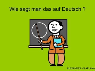 Wie sagt man das auf Deutsch ?
ALEXANDRA VILAPLANA
 