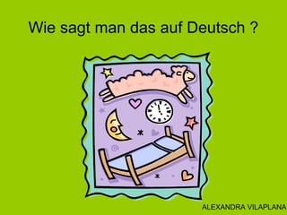 Wie sagt man das auf Deutsch ?
ALEXANDRA VILAPLANA
 