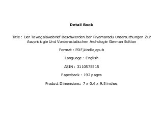 BOOK_KINDLE LIBRARY Der Tawagalawabrief Beschwerden ber Piyamaradu