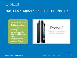 PROBLEM 1: KURZE “PRODUCT LIFE CYCLES”


         Alle 1-2 Jahre neue
          Gerätegenerationen
                    ->...