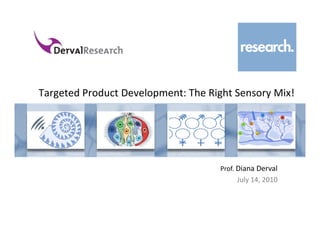 Targeted Product Development: The Right Sensory Mix!
Prof. Diana DervalProf. Diana Derval
July 14, 2010
 