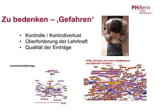 Zu bedenken – ‚Gefahren‘

    • Kontrolle / Kontrollverlust
    • Überforderung der Lehrkraft
    • Qualität der Einträge
 
