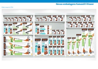 Efeito visual no PDV
Novas embalagens Famastil F-Power
 
