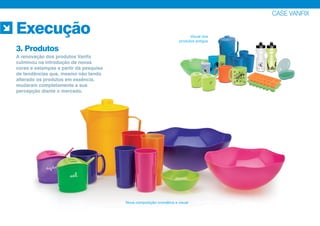 CASE VANFIX
Execução
3. Produtos
A renovação dos produtos Vanfix
culminou na introdução de novas
cores e estampas a partir da pesquisa
de tendências que, mesmo não tendo
alterado os produtos em essência,
mudaram completamente a sua
percepção diante o mercado.
Nova composição cromática e visual
Visual dos
produtos antigos
 