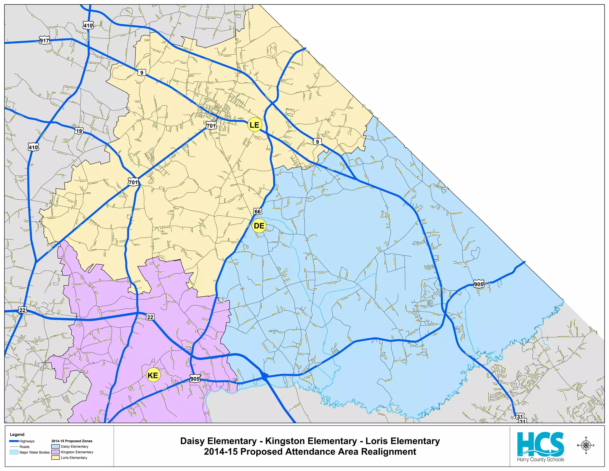 Daisy, Kingston, and Loris Elementary Schools proposed attendance areas