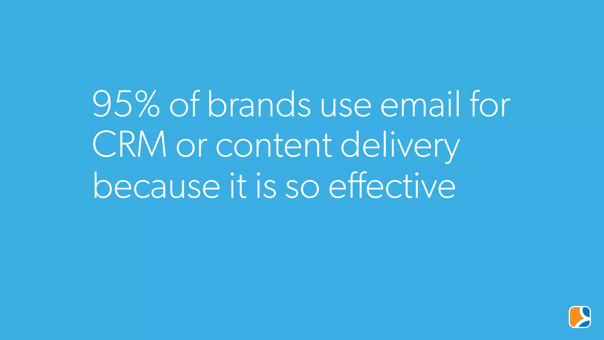 95% of brands use email for
CRM or content delivery
because it is so effective
 