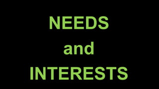 NEEDS
and
INTERESTS
 
