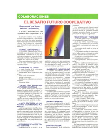 COOPERATIVAS : Desafio futuro del Cooperativismo