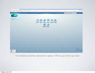 Os módulos presentes representam apenas 10% do que temos que fazer




Tuesday, July 5, 2011
 