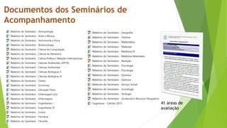Documentos dos Seminários de
Acompanhamento
41 áreas de
avaliação
 