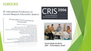EUROCRIS
Universidade do Minho
2001 – Florianópolis, Brasil
 