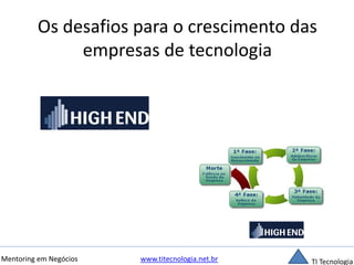 Os desafios para o crescimento das 
empresas de tecnologia 
Mentoring em Negócios www.titecnologia.net.br TI Tecnologia 
 