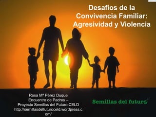 Desafíos de la
Convivencia Familiar:
Agresividad y Violencia
Rosa Mª Pérez Duque
Encuentro de Padres –
Proyecto Semillas del Futuro CELD
http://semillasdelfuturoceld.wordpress.c
om/
 