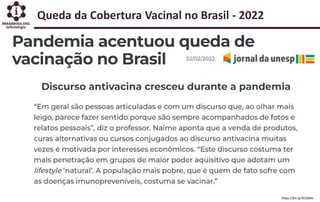 Queda da Cobertura Vacinal no Brasil - 2022
https://bit.ly/3CbSbkc
 