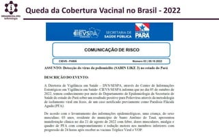 Queda da Cobertura Vacinal no Brasil - 2022
 