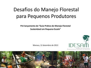Desafios do Manejo Florestal
para Pequenos Produtores
Pré-lançamento do “Guia Prático do Manejo Florestal
Sustentável em Pequena Escala”

Manaus, 12 dezembro de 2013

 