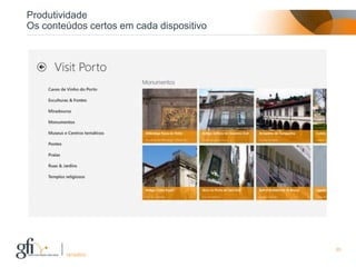 Produtividade
Os conteúdos certos em cada dispositivo




                                          23
        17/12/2012
 