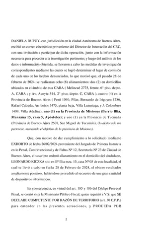 2
DANIELA DUPUY, con jurisdicción en la ciudad Autónoma de Buenos Aires,
recibió un correo electrónico proveniente del Dir...
