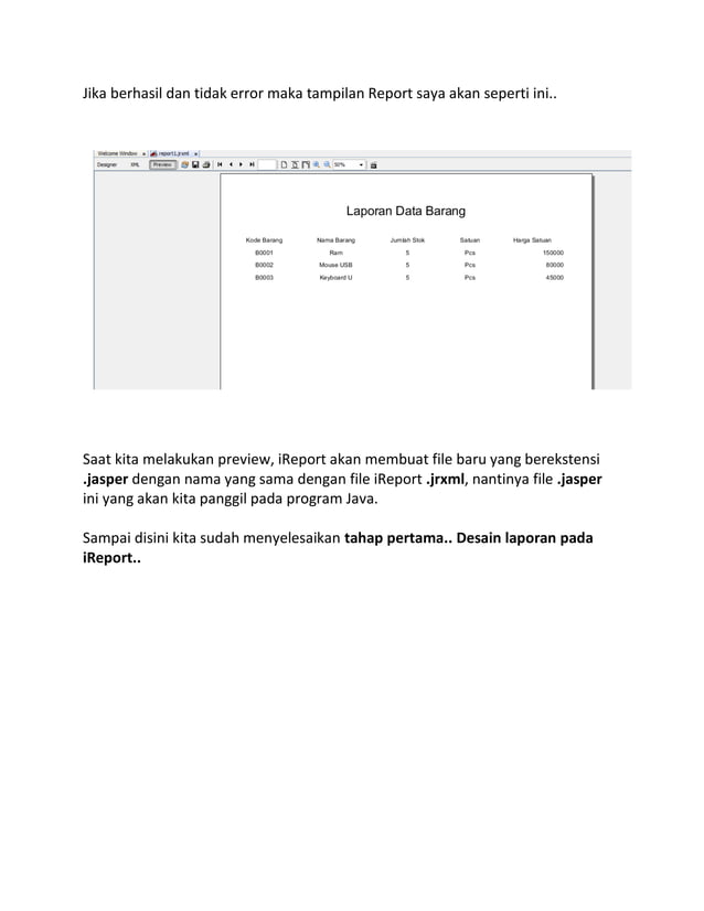 Desain laporan pada java dengan ireport & jcreator | PDF
