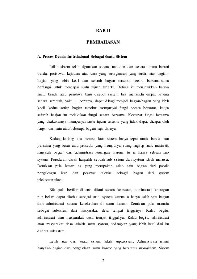 Desain pembelajaran Sebagai Suatu Sistem