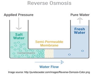 Reverse
Osmosis
Image source: http://puretecwater.com/images/Reverse-Osmosis-Color.png
 
