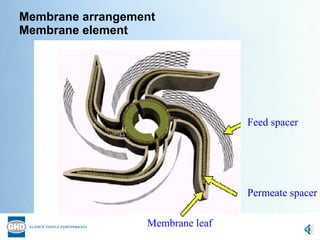 Membrane arrangement Membrane element Feed spacer Permeate spacer Membrane leaf 