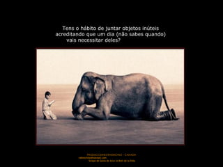 PRODUCCIONES RAKIMCHILE – CANADA rakimchile@hotmail.com  Sirope de Savia de Arce la Miel de la Vida Tens o hábito de juntar objetos inúteis acreditando que um dia (não sabes quando) vais necessitar deles?   