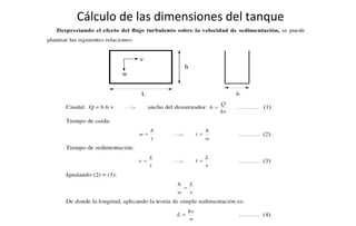 Cálculo de las dimensiones del tanque
 